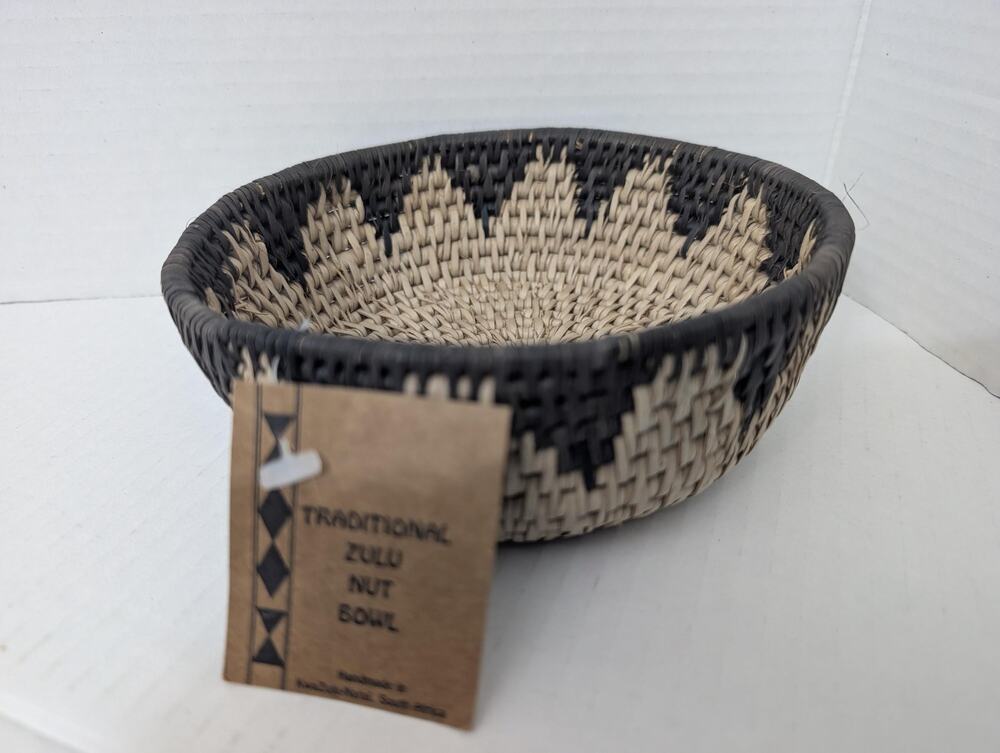 Vintage Zulu Hand Woven Nut Bowl Made in South Africa